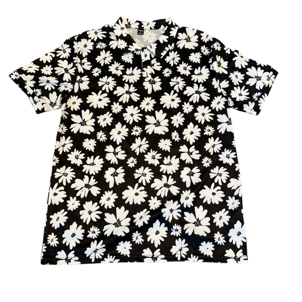 Men's Black and White Floral Casual Shirt